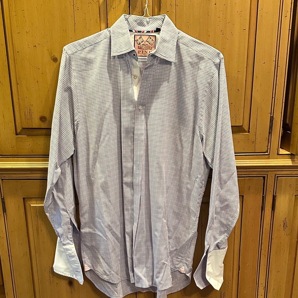 PINK Thomas Pink Checkered Dress Shirt
